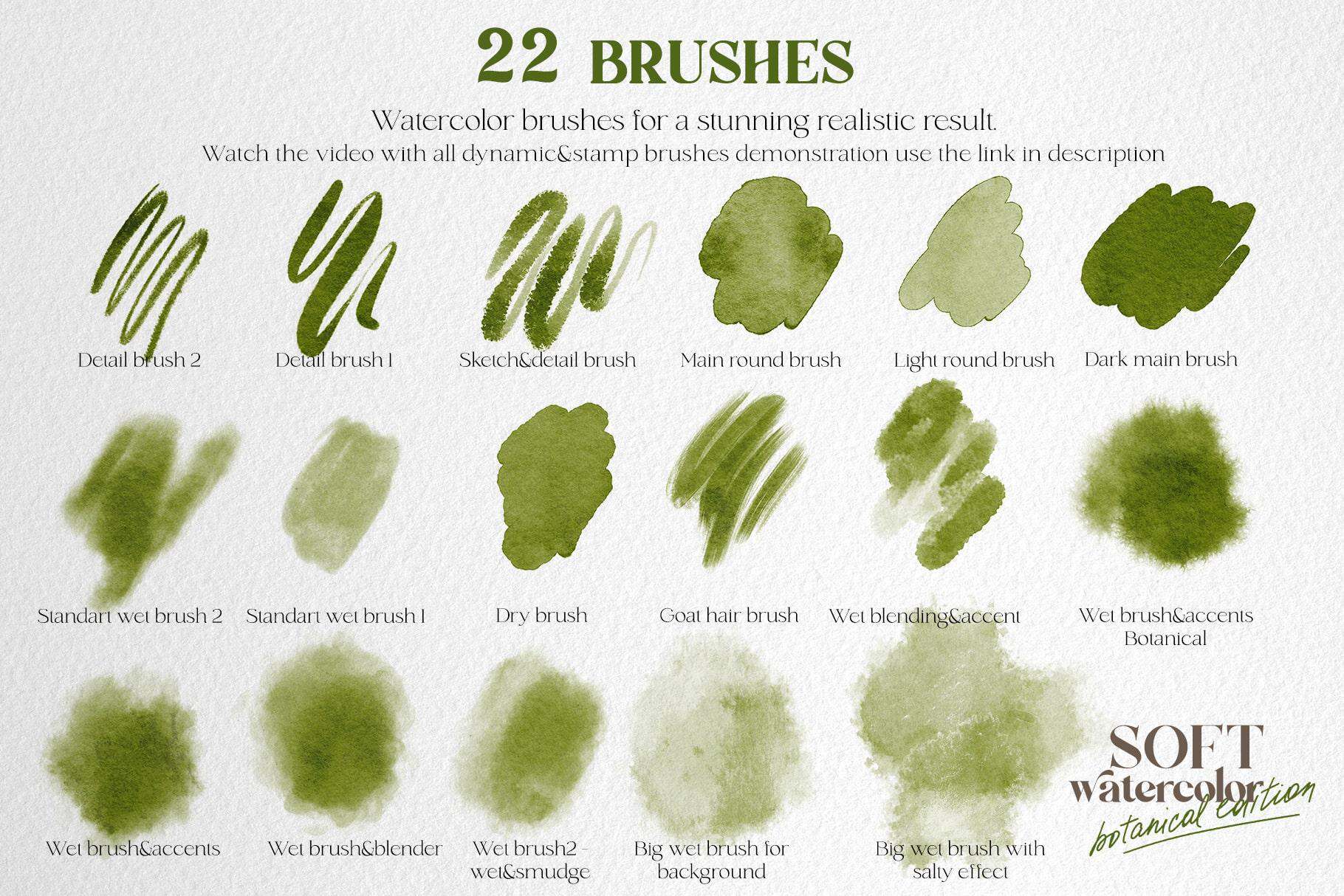 SOFT WATERCOLOR Procreate brushes + botanical edition - Image 3