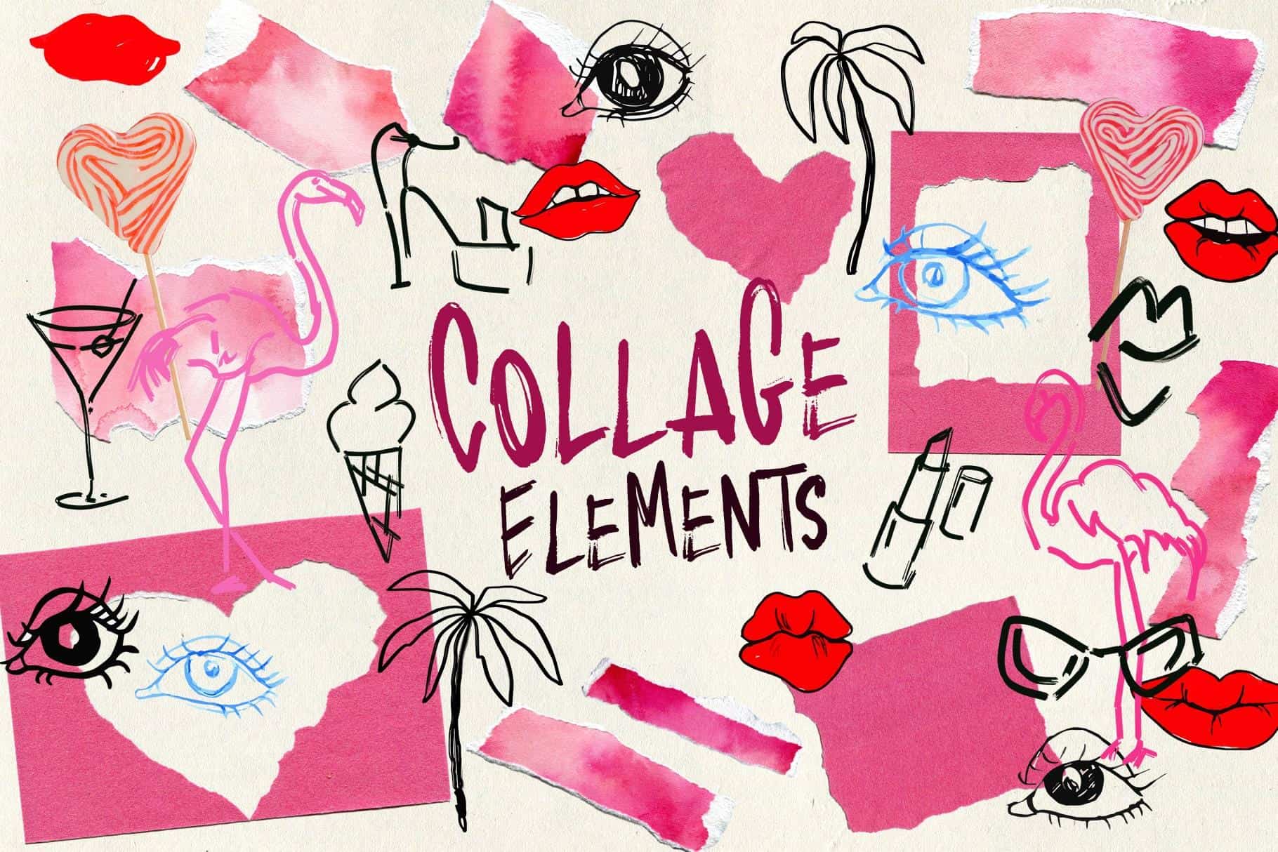 Just Pink Barbiecore collage illustrations and backgrounds - Image 3