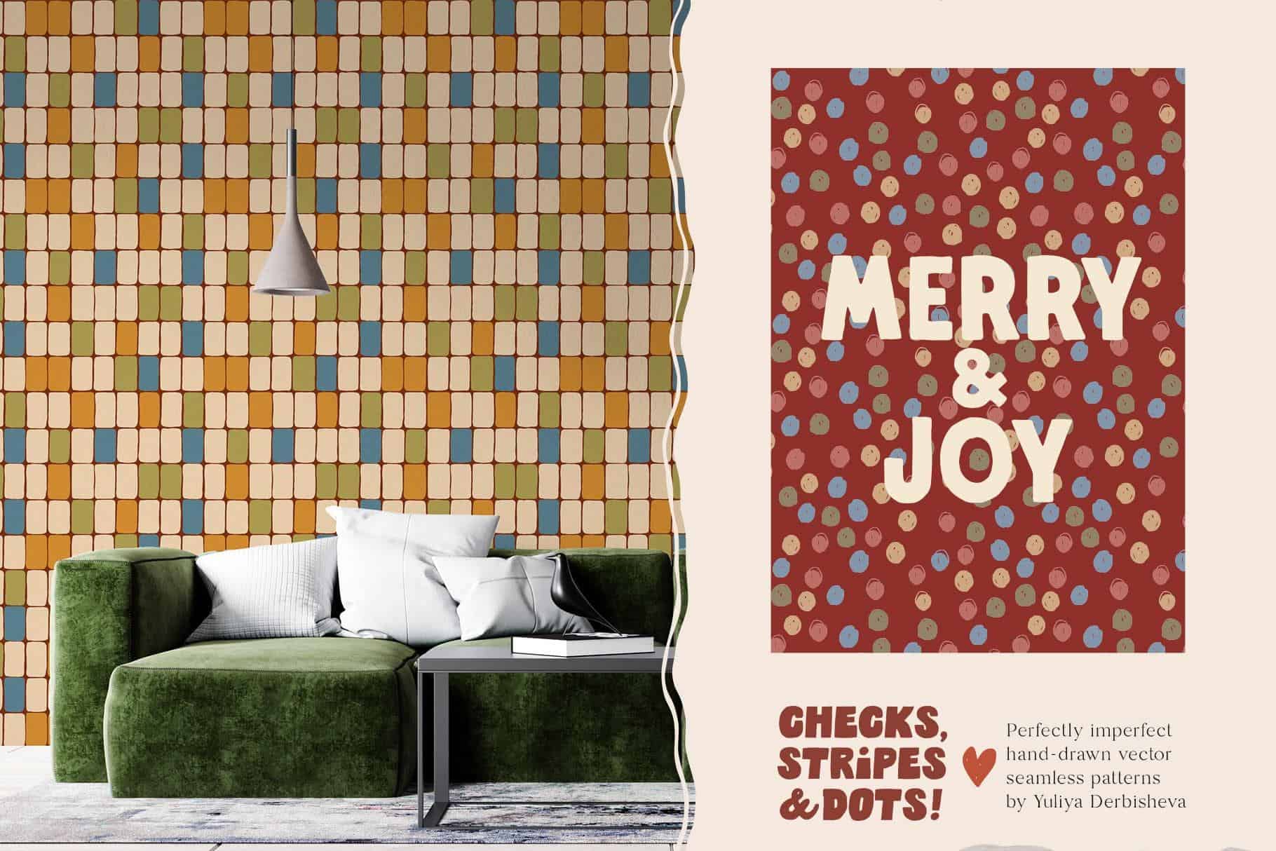 Checks, Stripes & Dots — a hand-drawn vector seamless patterns - Image 4