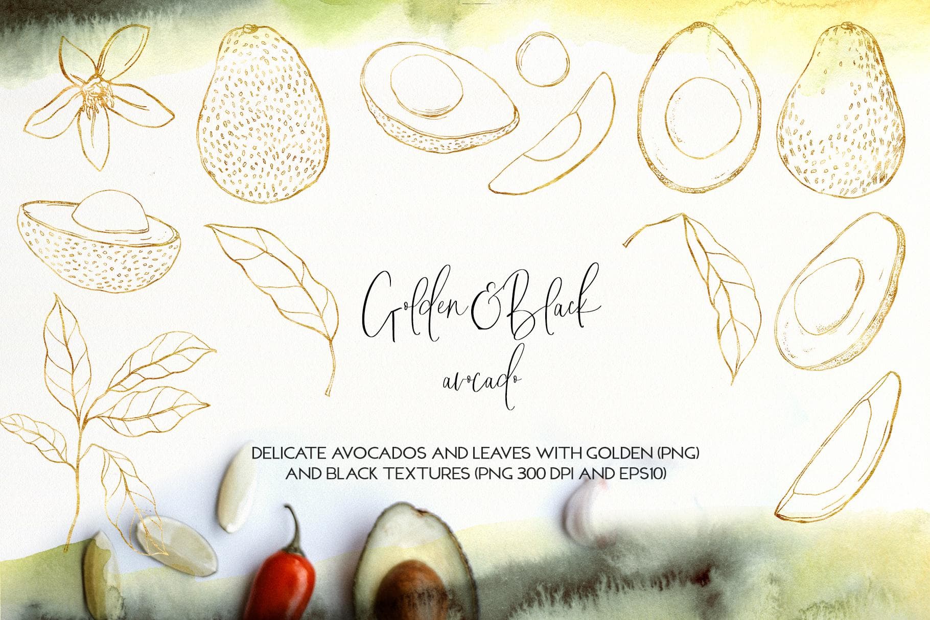 Avocado Watercolor floral illustration and Design - Image 4