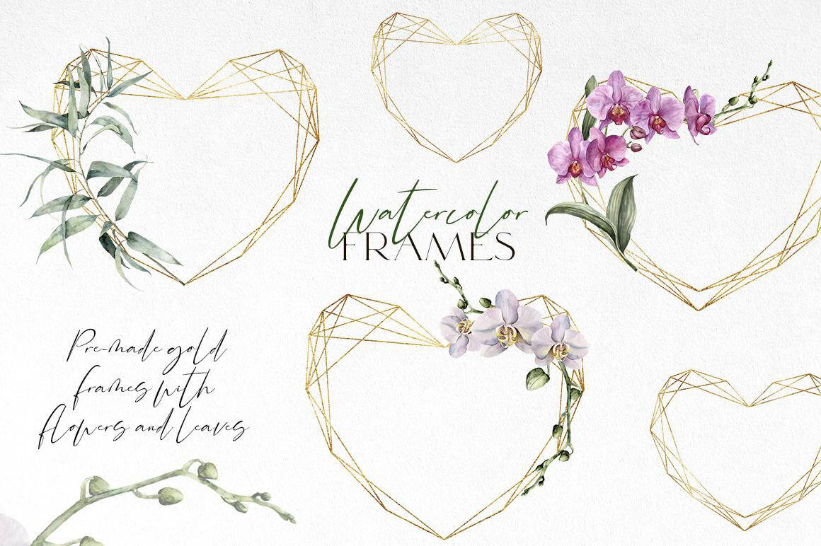 Orchids watercolor flowers illustrations - Image 4