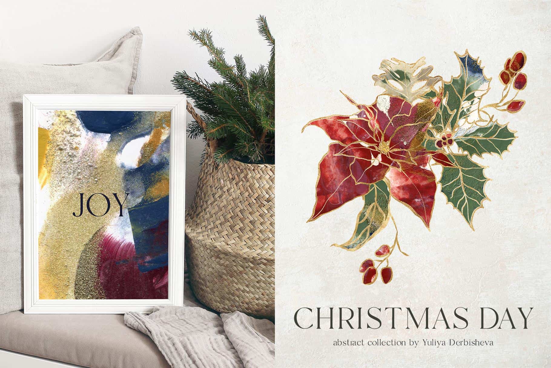 Christmas day festive backgrounds and flower illustration for design - Image 4