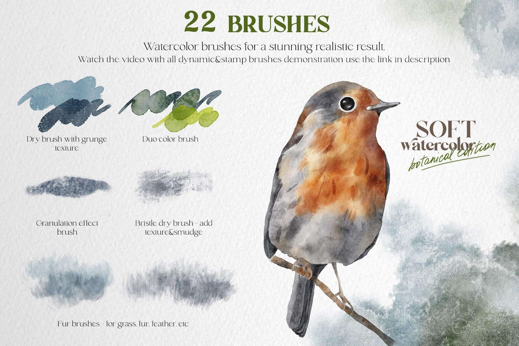 SOFT WATERCOLOR Procreate brushes + botanical edition - Image 4