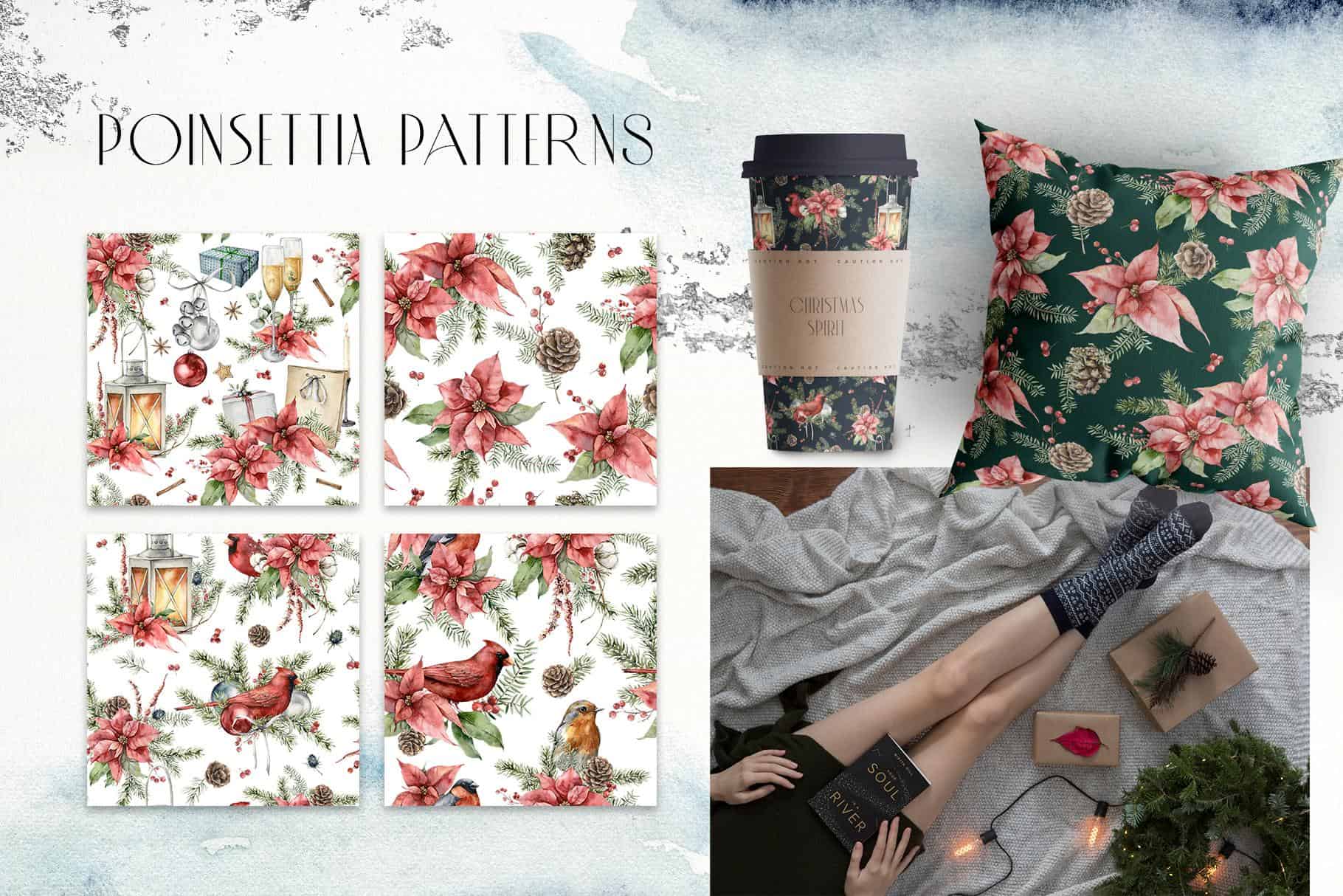 120 watercolor Traditional and Abstract Christmas seamless patterns - Image 5