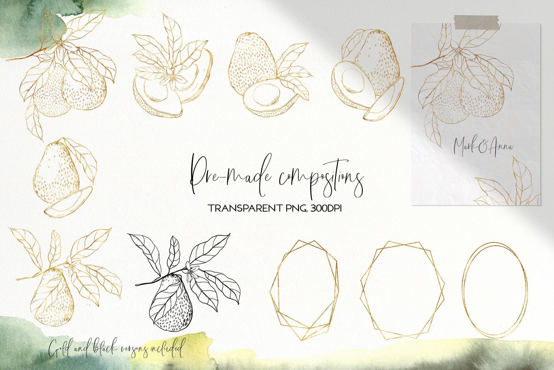 Avocado Watercolor floral illustration and Design - Image 5