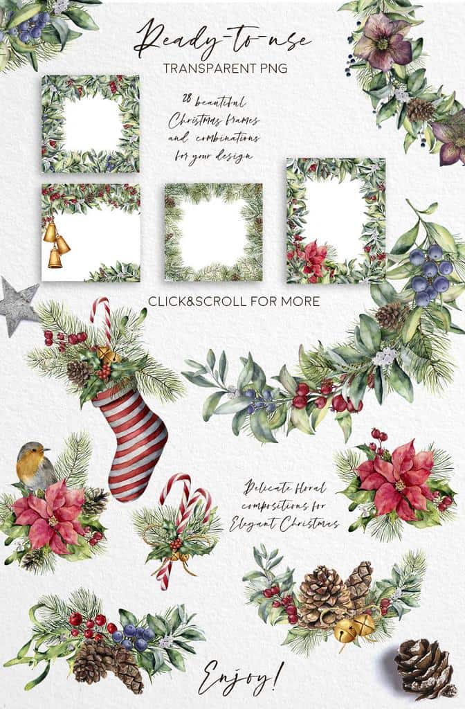 Delicate Christmas: a scandinavian watercolor Wonderland illustrations - Image 5