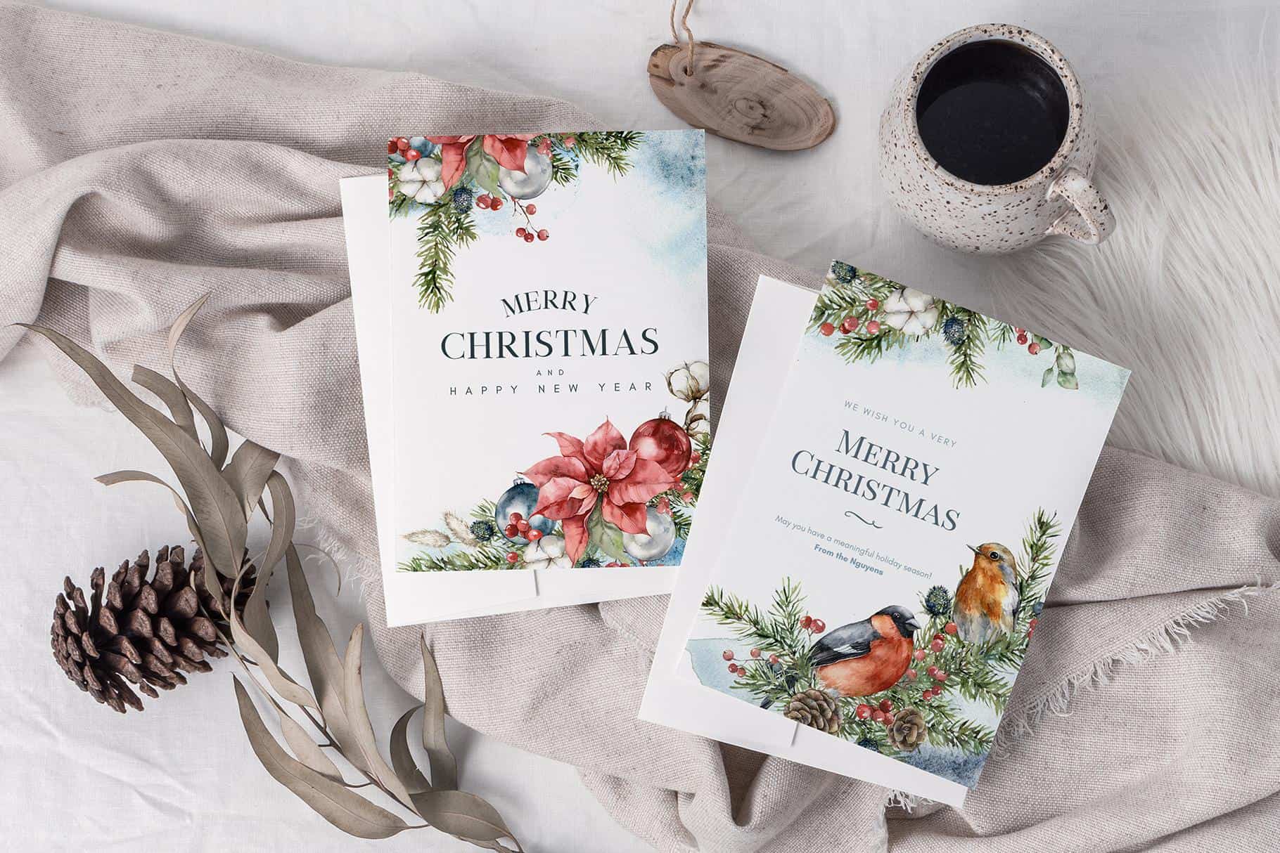 Christmas spirit watercolor floral & animals illustrations for festive design and decor - Image 5