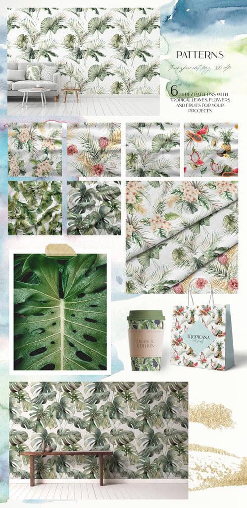 Tropicana: Watercolor Tropical Flowers, Leaves, and Fruits Illustrations - Image 5