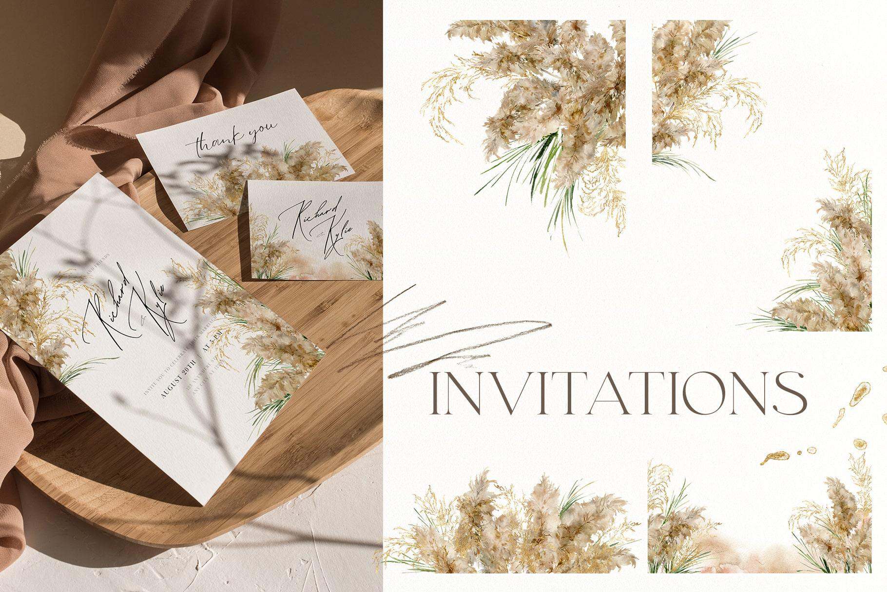 Pampas Grass watercolor botanical Illustrations & design - Image 5