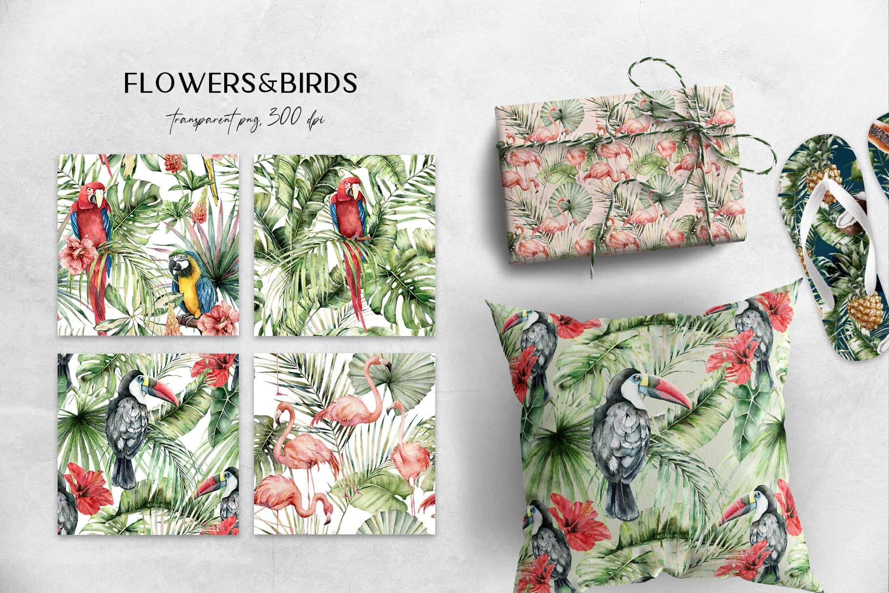 Tropics: tropical leaves and flowers surface patterns design - Image 5