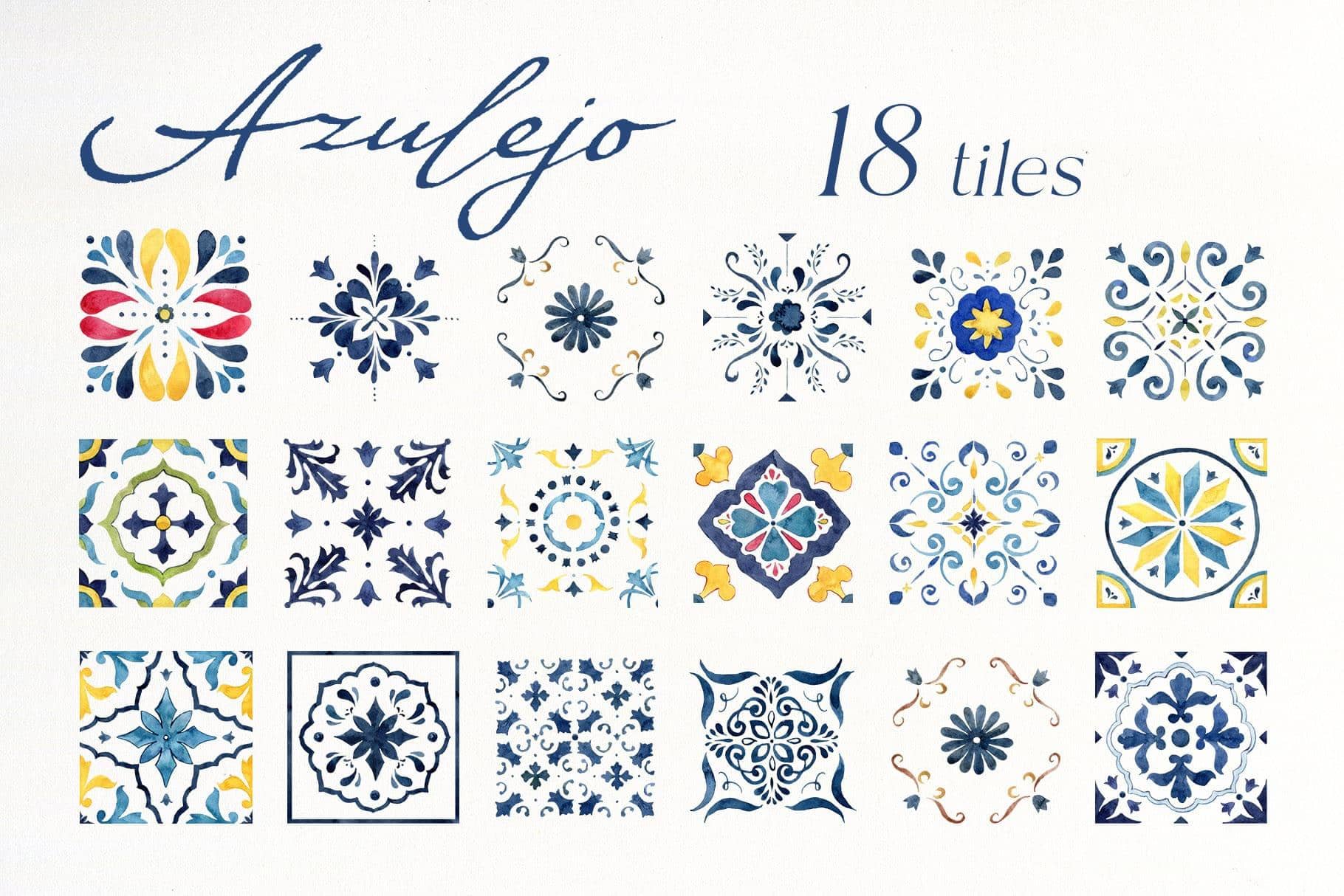 Azulejo Mediterranean Moroccan Portuguese tiles seamless patterns - Image 5