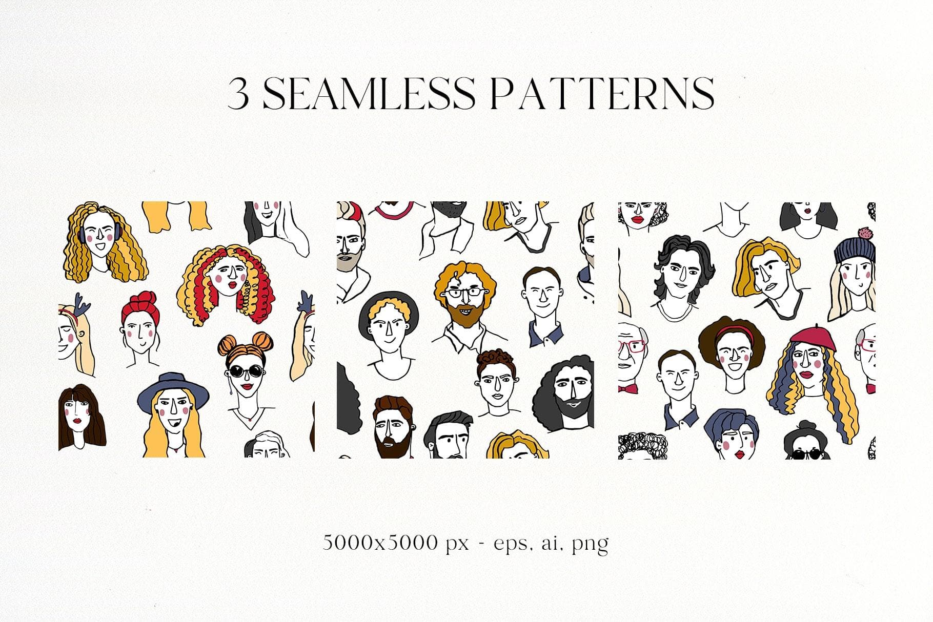 Bright People Vector Hand-Drawn Cartoon Faces - Image 5