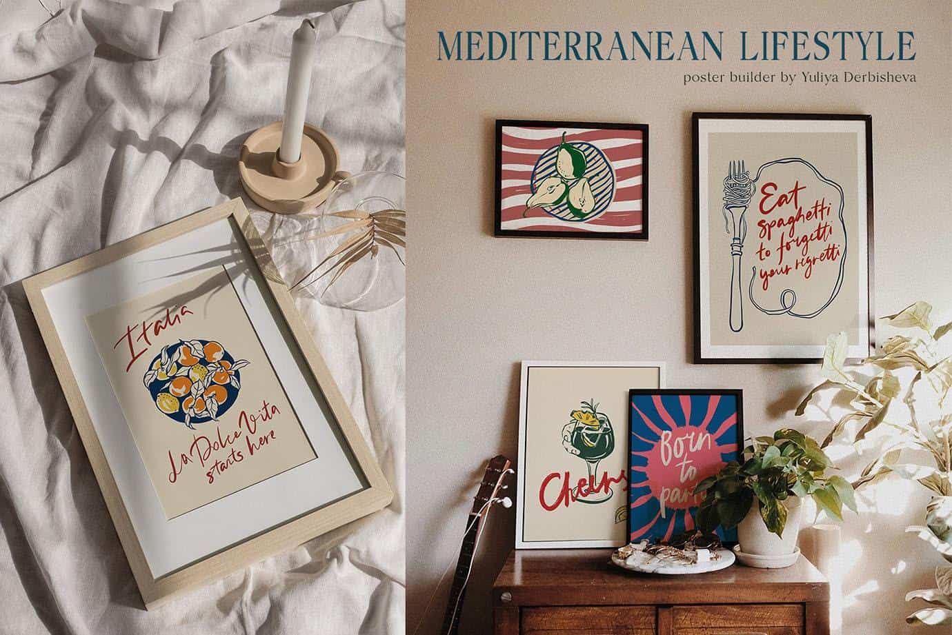 Mediterranean Lifestyle Posters Art Prints vector collection - Image 6