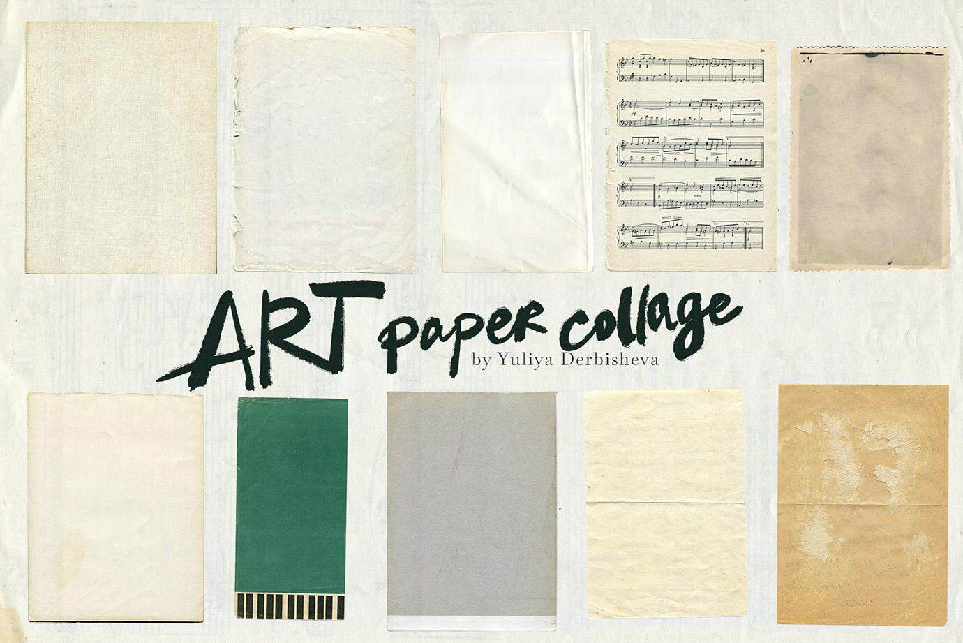 Art Paper Collage Mixed media elements, modern & vintage paper textures - Image 6