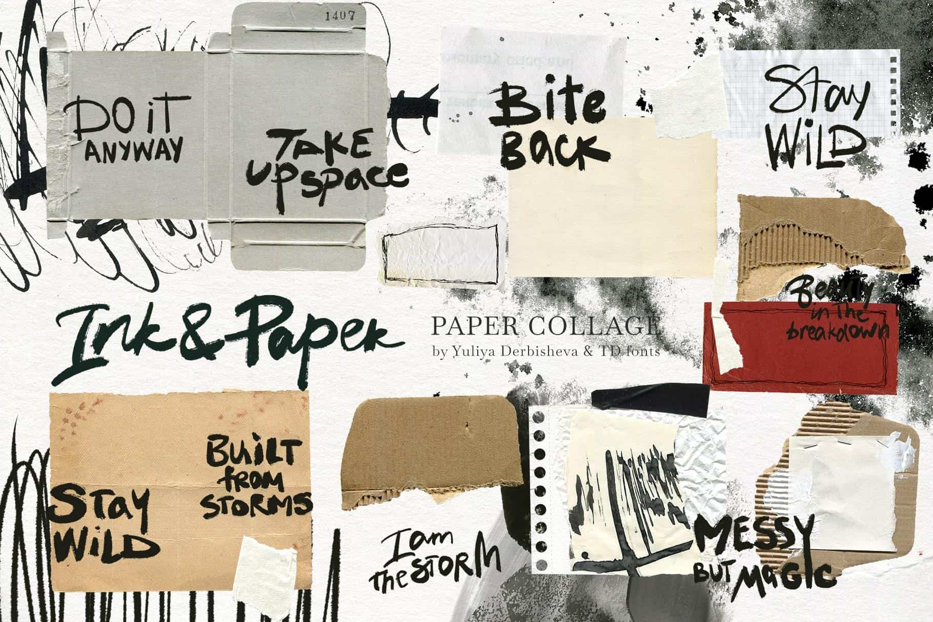 Paper & Ink: Mixed Media Collage Elements + vintage & modern paper backgrounds for design - Image 6