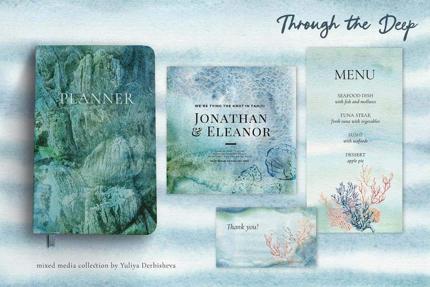 Through the Deep – Mixed Media Ocean backgrounds & marine graphics - Image 6