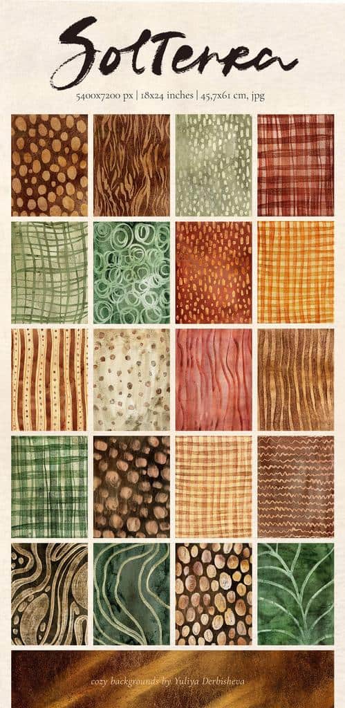 Autumn & Fall Paper Textures – Cozy Watercolor Backgrounds with Stripes, Plaid & Polka Dots | Solterra - Image 6
