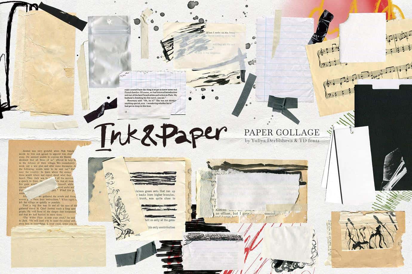 Ink & Paper Collage – 189+ Mixed Media Collage Elements, Modern & Vintage Paper Textures PNG Pack - Image 6
