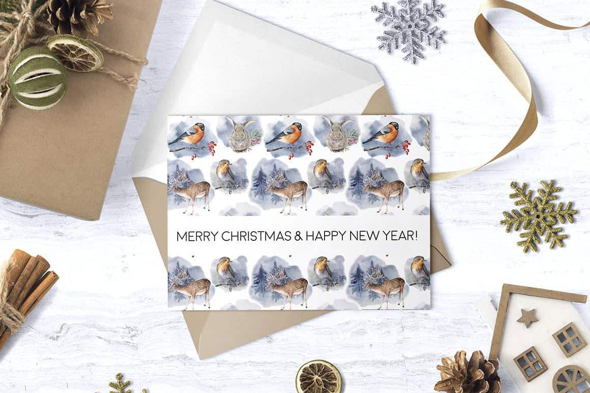 35 elegant Christmas surface pattern design watercolor illustration - Image 6