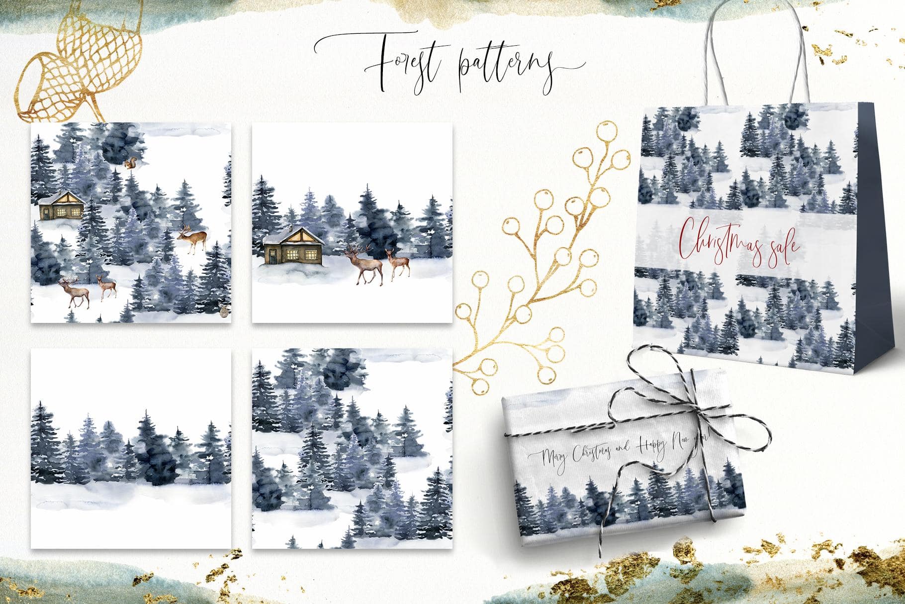 Vintage Christmas surface patterns design festive kit - Image 6
