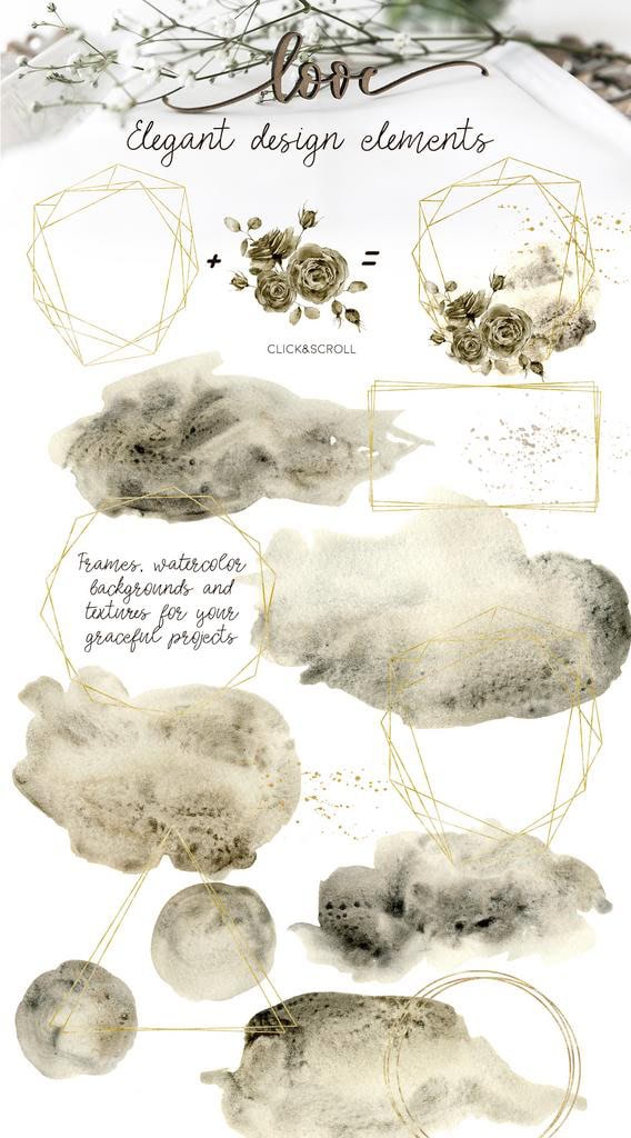 Monochrome neutral pastel flowers watercolor - Image 6