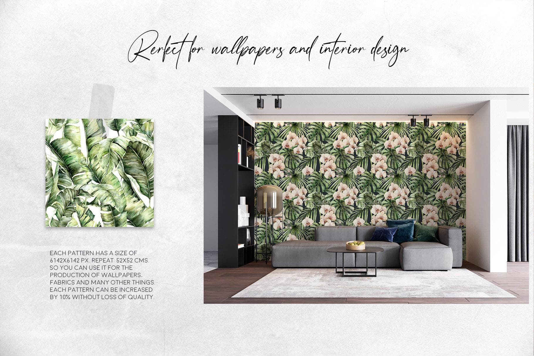 Tropics: tropical leaves and flowers surface patterns design - Image 6