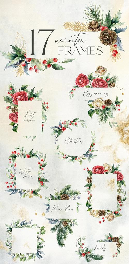 Winter Berries Watercolor Christmas Illustration for festive design - Image 6