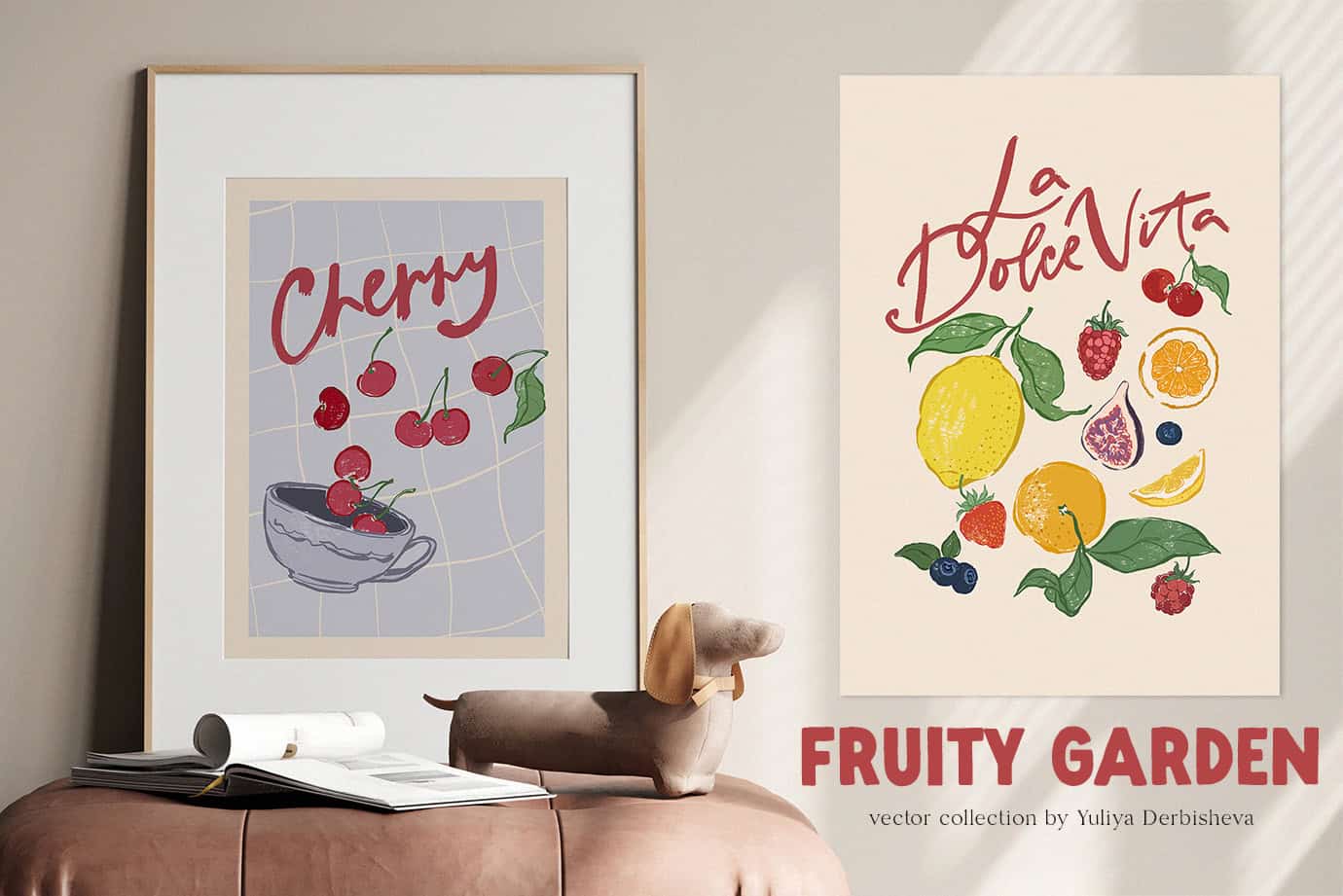 Fruity Garden vector fruits and berries illustrations, posters, patterns - Image 6