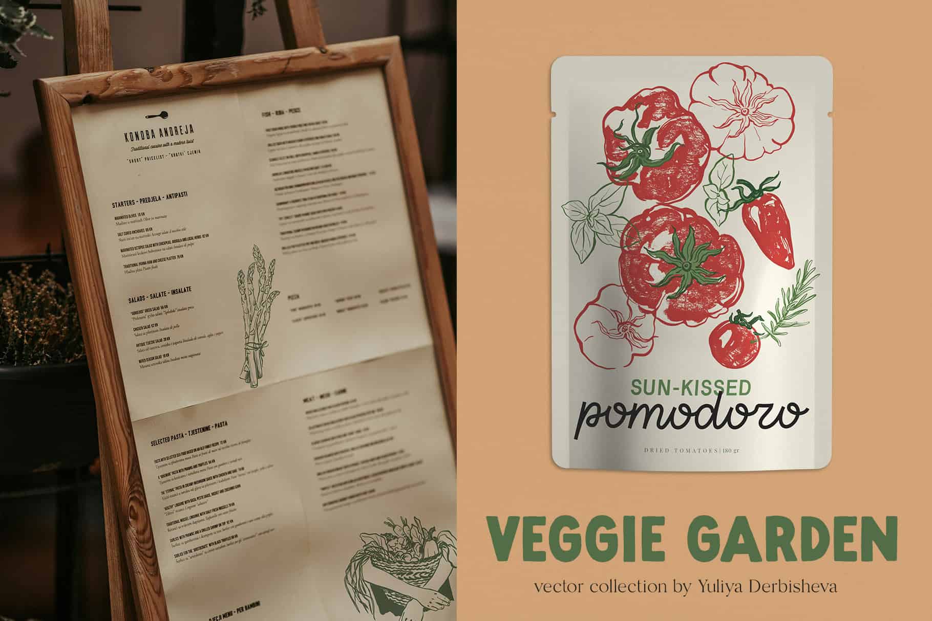 Veggie Garden – Hand-Drawn Vegetables Vector Illustrations, Patterns & Posters - Image 6