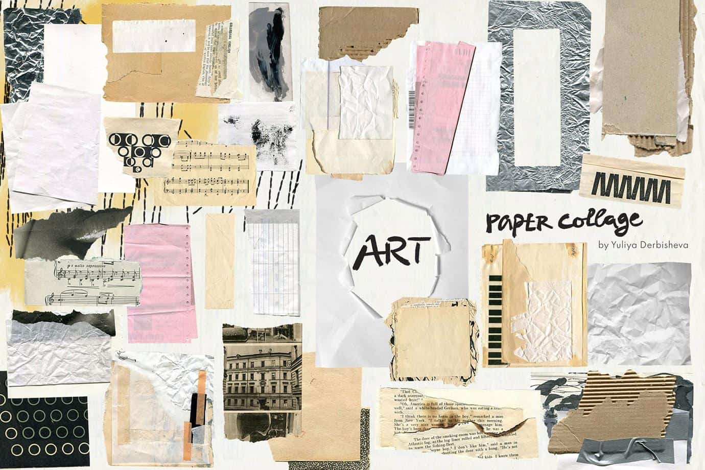 Art Paper Collage – 200+ Mixed Media PNG Elements & Vintage Paper Textures Kit - Image 7