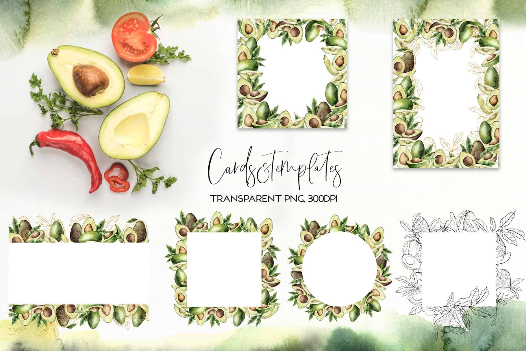Avocado Watercolor floral illustration and Design - Image 7