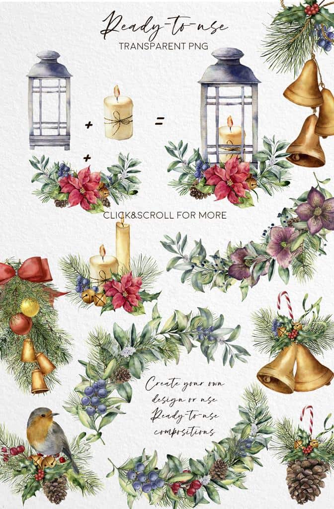 Delicate Christmas: a scandinavian watercolor Wonderland illustrations - Image 7