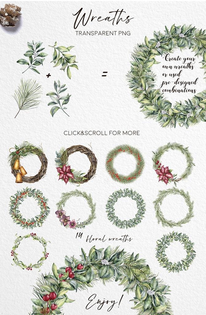 Elegant Christmas watercolor festive illustrations - Image 7