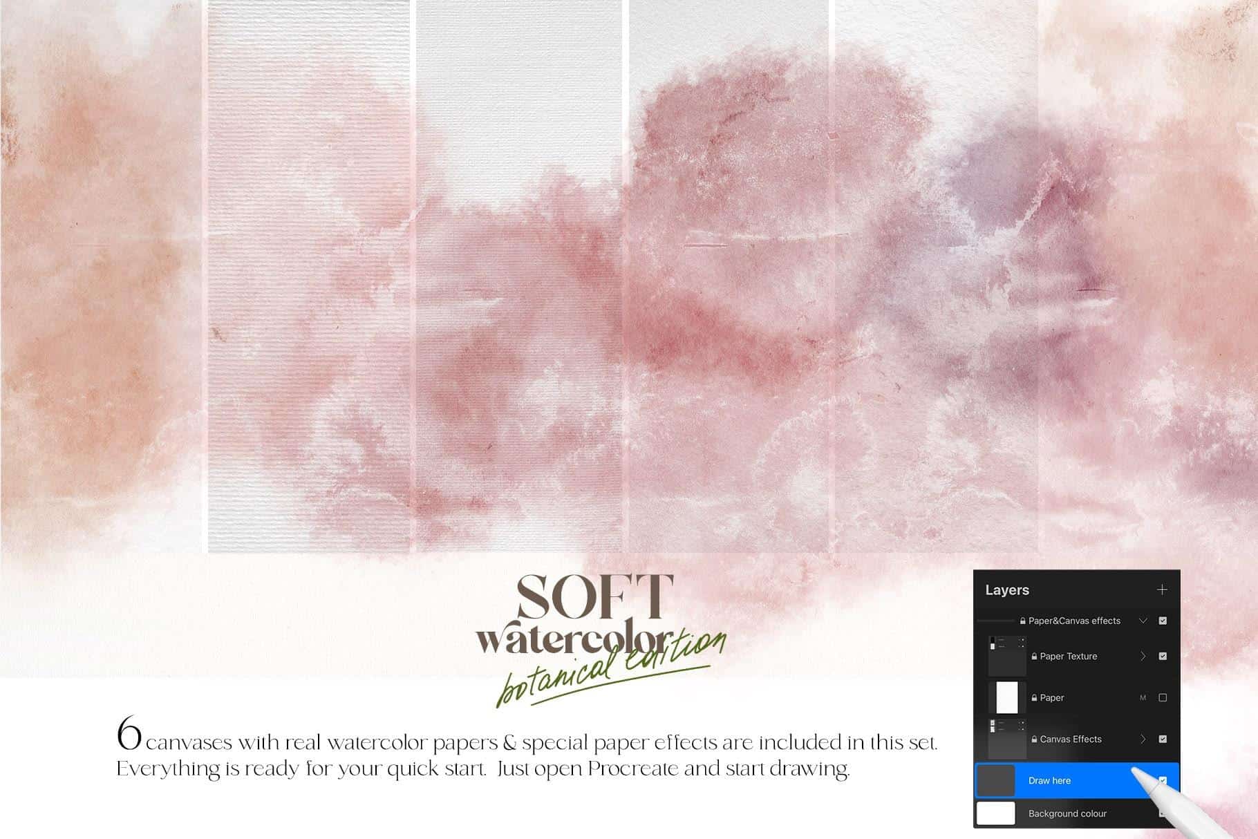 SOFT WATERCOLOR Procreate brushes + botanical edition - Image 7
