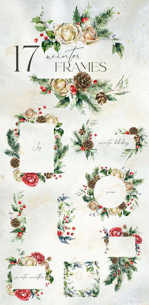 Winter Berries Watercolor Christmas Illustration for festive design - Image 7
