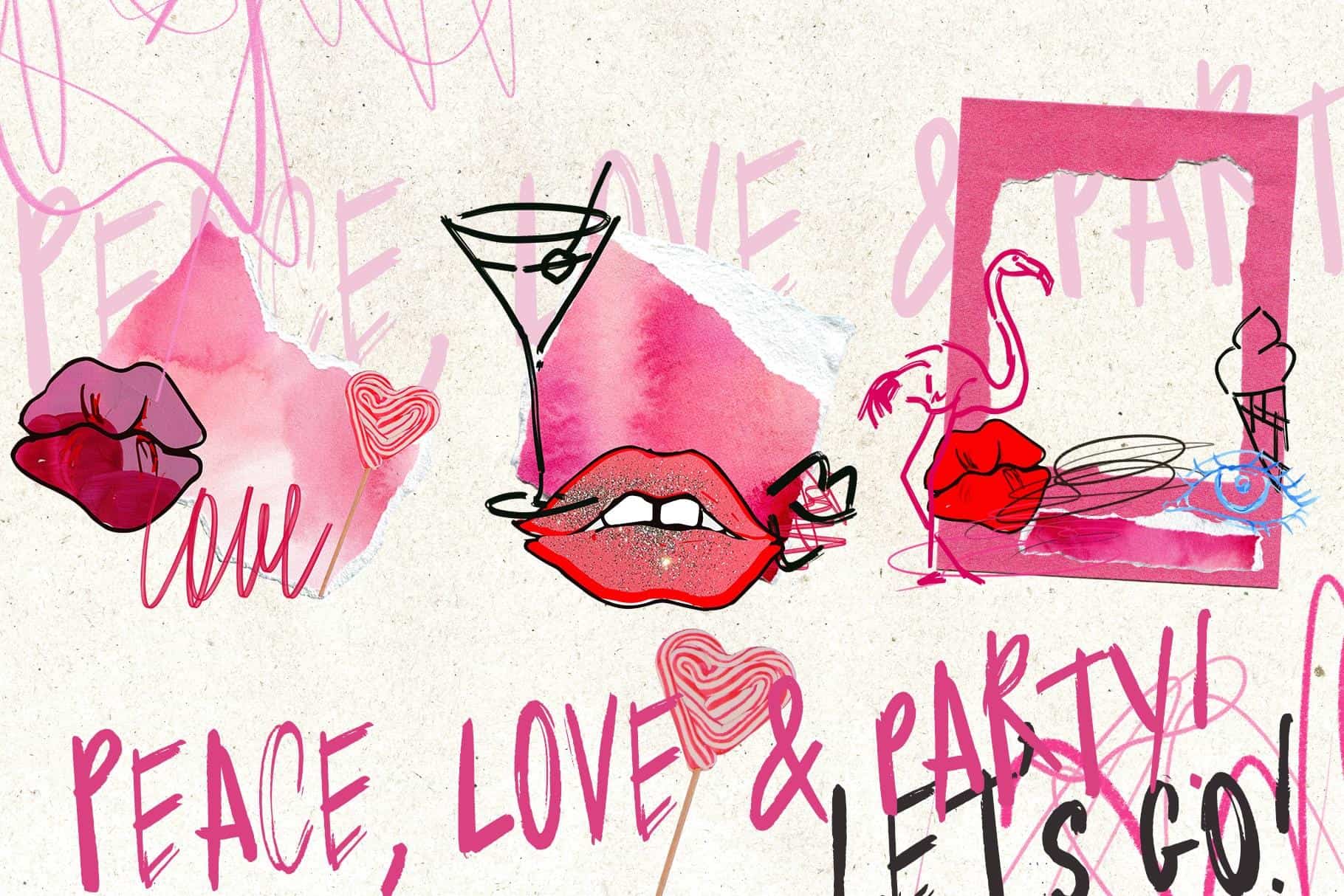 Just Pink Barbiecore collage illustrations and backgrounds - Image 7