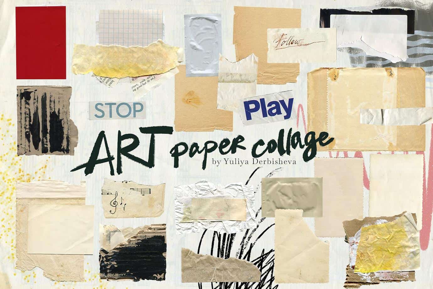 Art Paper Collage Mixed media elements, modern & vintage paper textures - Image 7