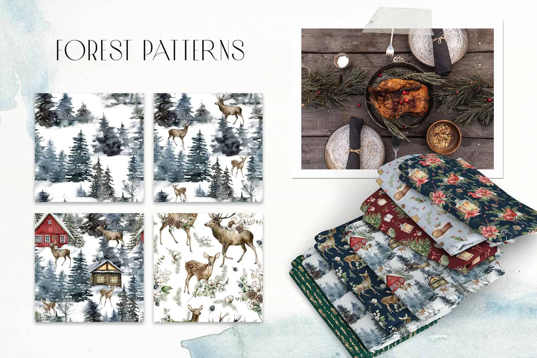 120 watercolor Traditional and Abstract Christmas seamless patterns - Image 8