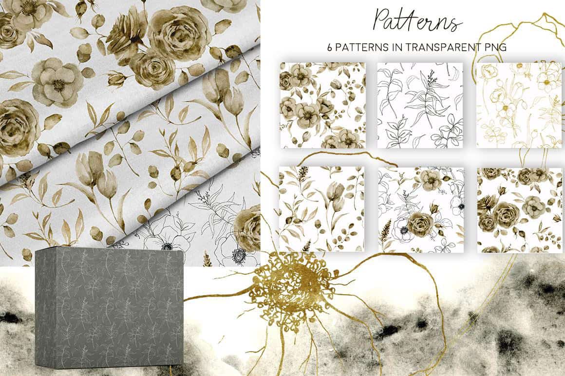 Monochrome neutral pastel flowers watercolor - Image 8
