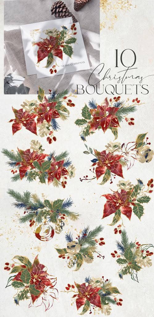 Christmas day festive backgrounds and flower illustration for design - Image 8