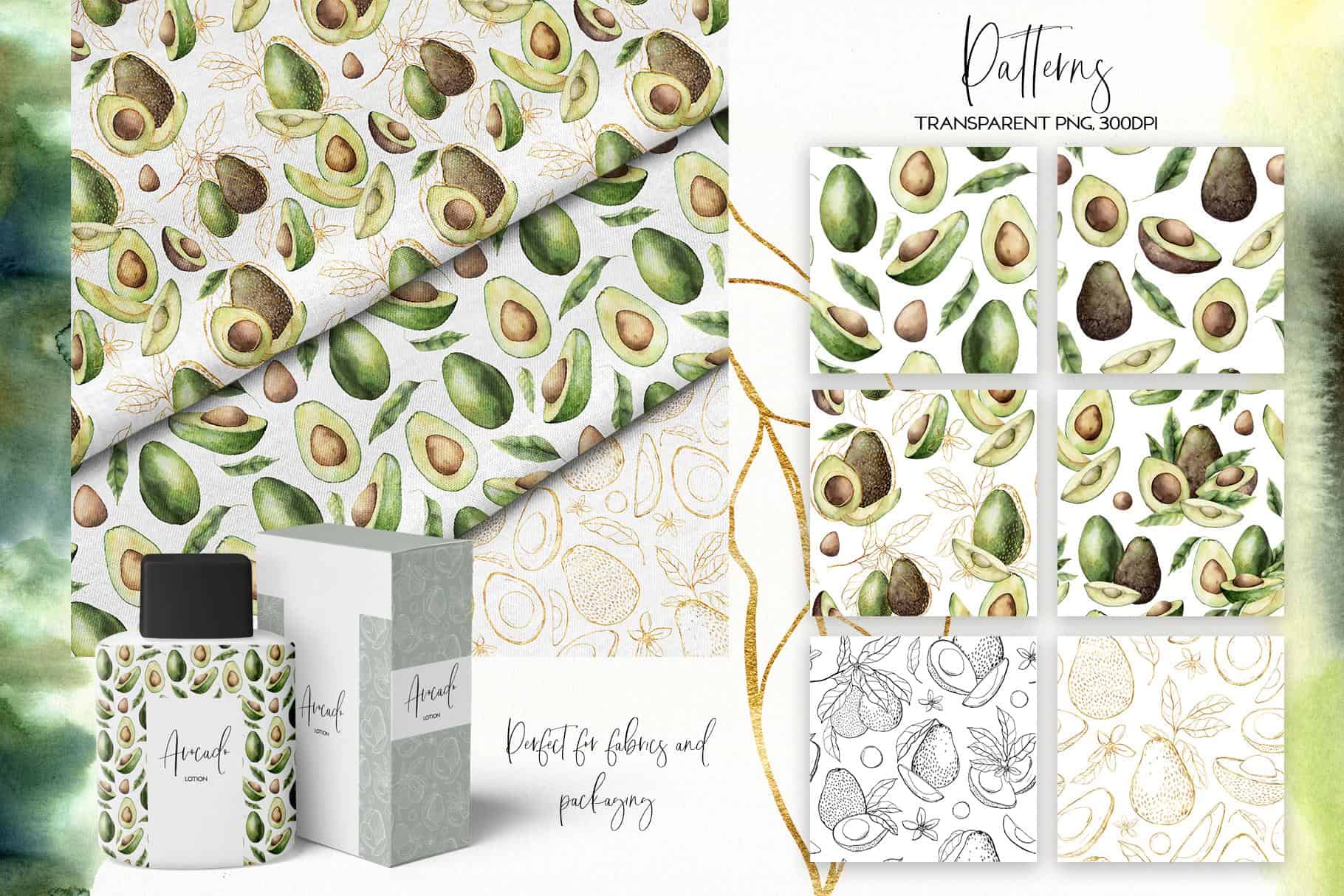 Avocado Watercolor floral illustration and Design - Image 9