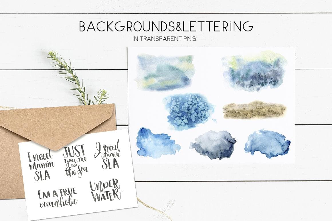 Underwater ocean watercolor clipart - Image 9