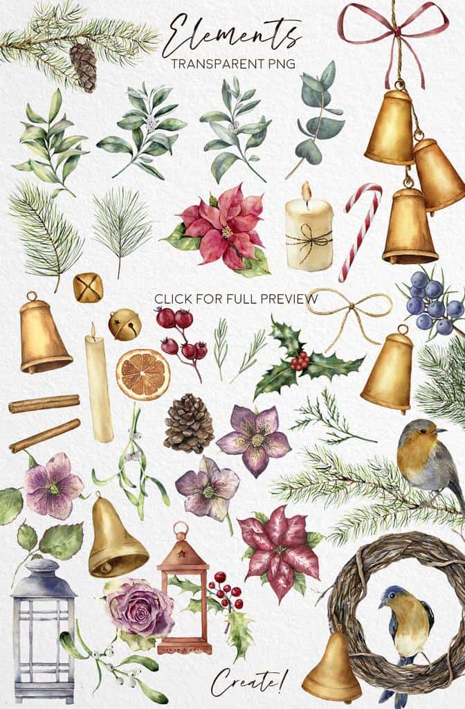Delicate Christmas: a scandinavian watercolor Wonderland illustrations - Image 9