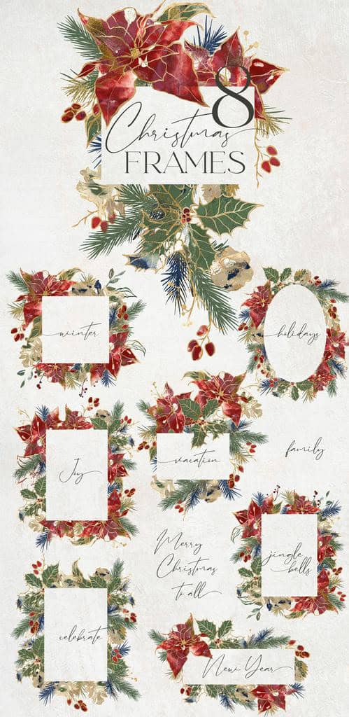 Christmas day festive backgrounds and flower illustration for design - Image 9