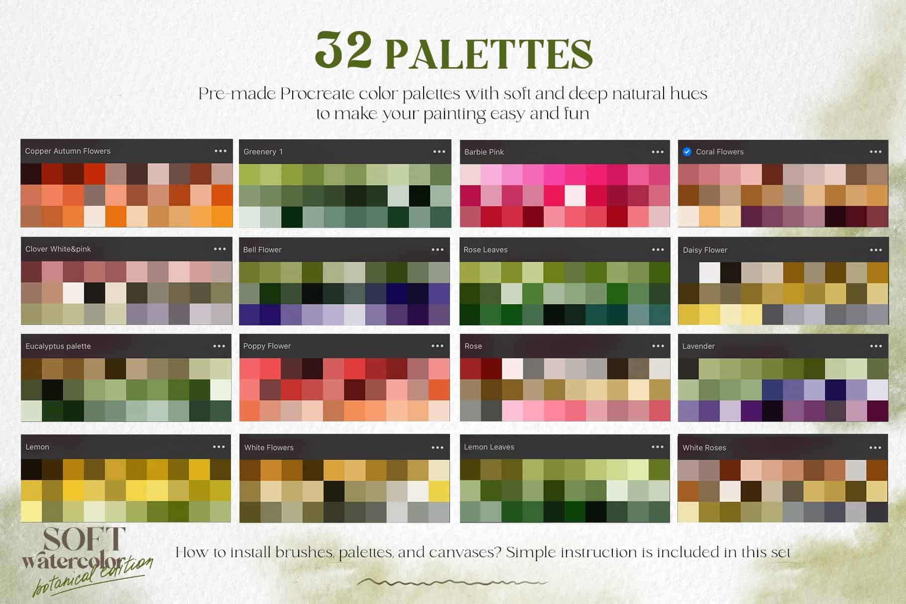SOFT WATERCOLOR Procreate brushes + botanical edition - Image 9