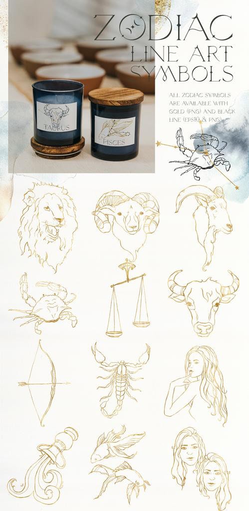 ASTROLOGY zodiac signs illustrations watercolor - Image 9