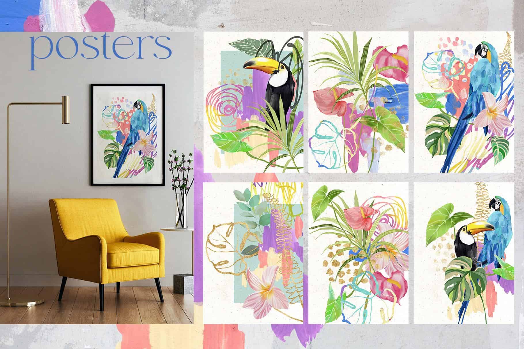 La Costa bright summer backgrounds + tropical birds - Image 9