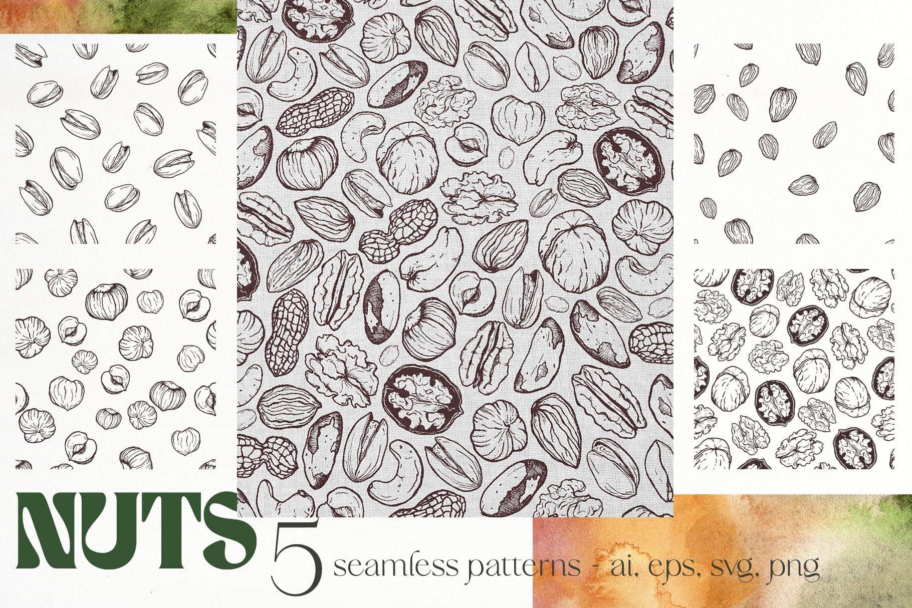 NUTS vector nut illustration texture & patterns - Image 9