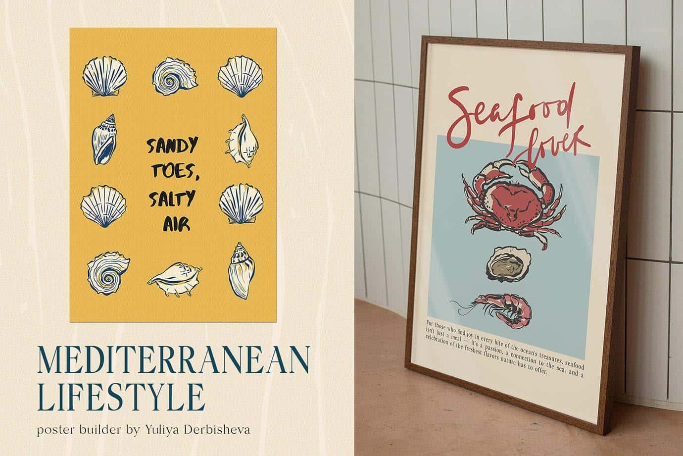 Mediterranean Lifestyle Posters Art Prints vector collection - Image 9
