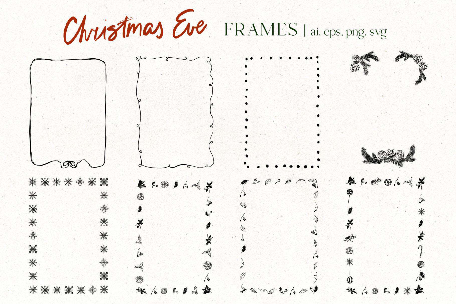 Christmas Eve vector doodles illustrations and festive design - Image 9
